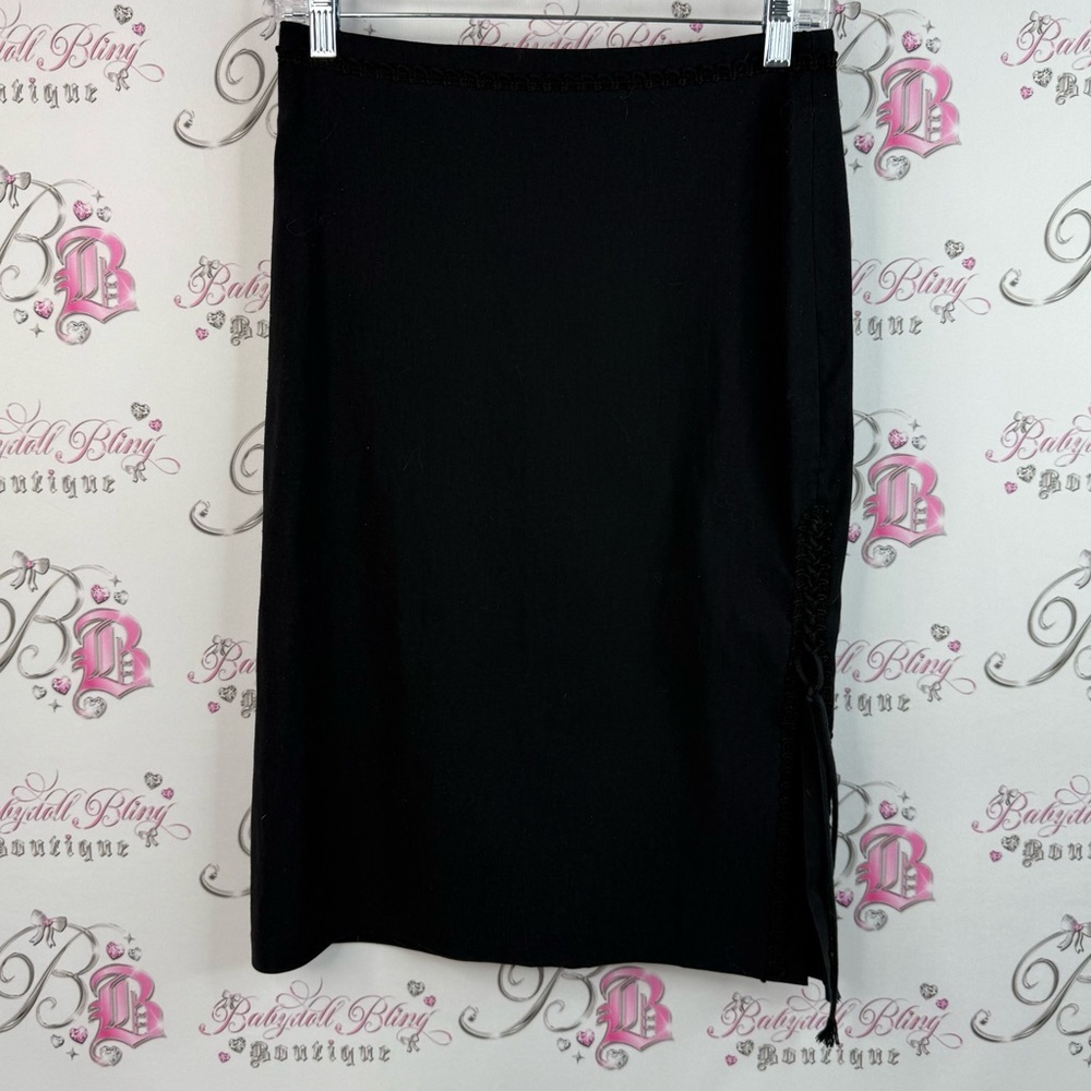 Tight rope skirt lace trim Black Women's Straight Skirt - Classic Minimal Style